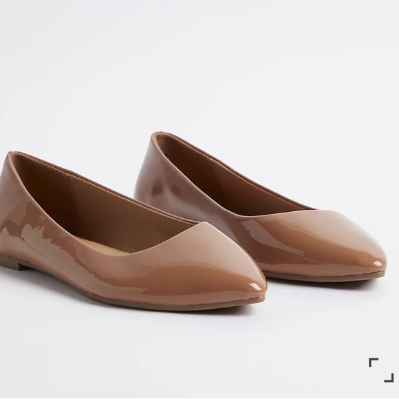 Torrid Patent Cognac Tan Pointed Toe Ballet Flat WIDE width - Picture 1 of 4